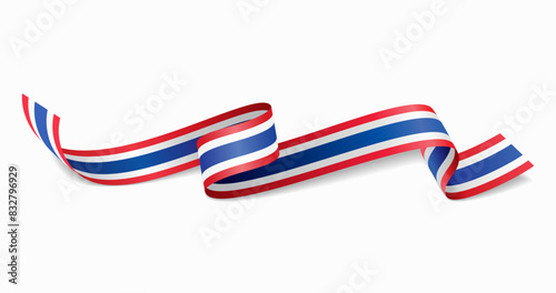 Thai flag wavy abstract background. Vector illustration.