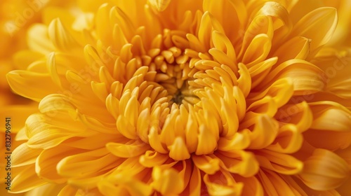 Close up view of a macro yellow chrysanthemum