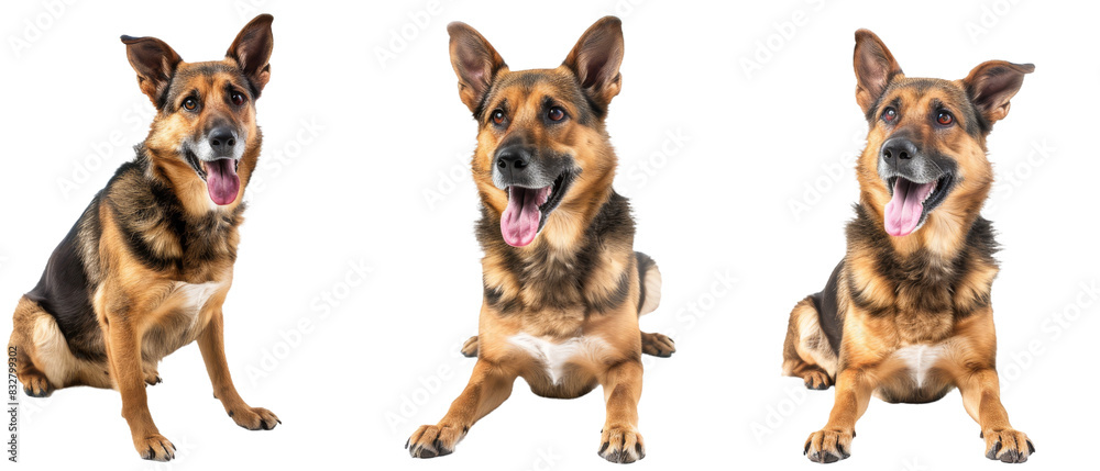 Three Different Images of a German Shepherd Dog