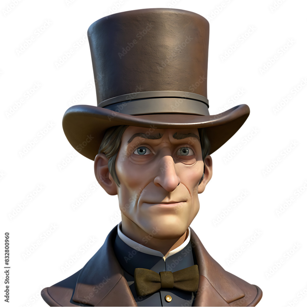 hand drawn top hat silhouette set