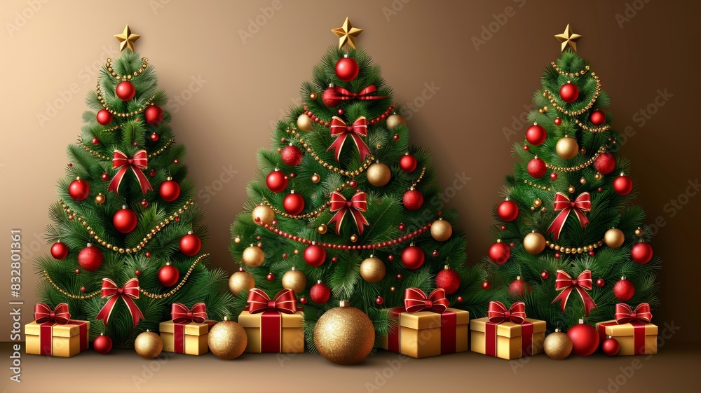 Group of Christmas Trees With Presents Group of Christmas Trees With Presents