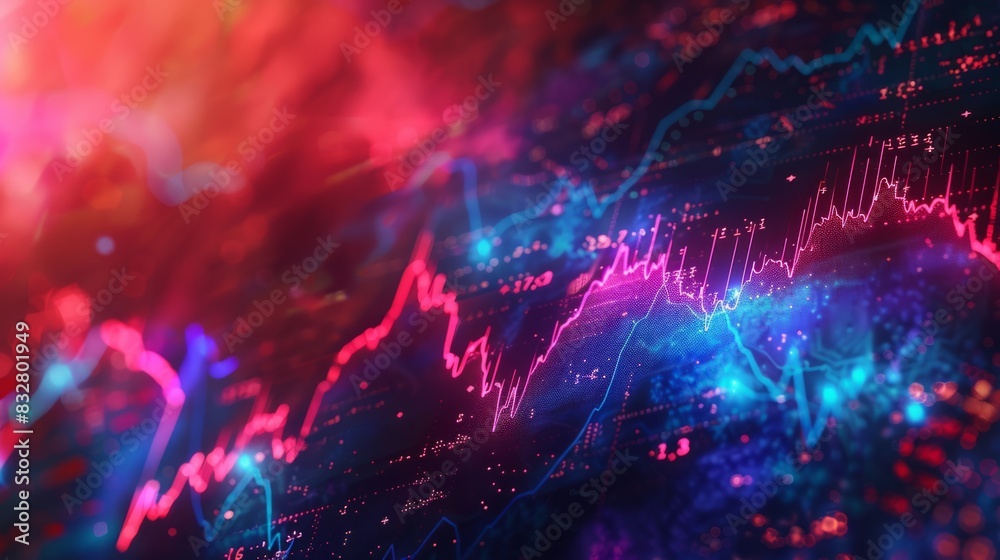 The abstract background features a detailed stock market chart with various financial indicators and trends displayed. The abstract background features a detailed stock market chart with various financial indicators and trends displayed.