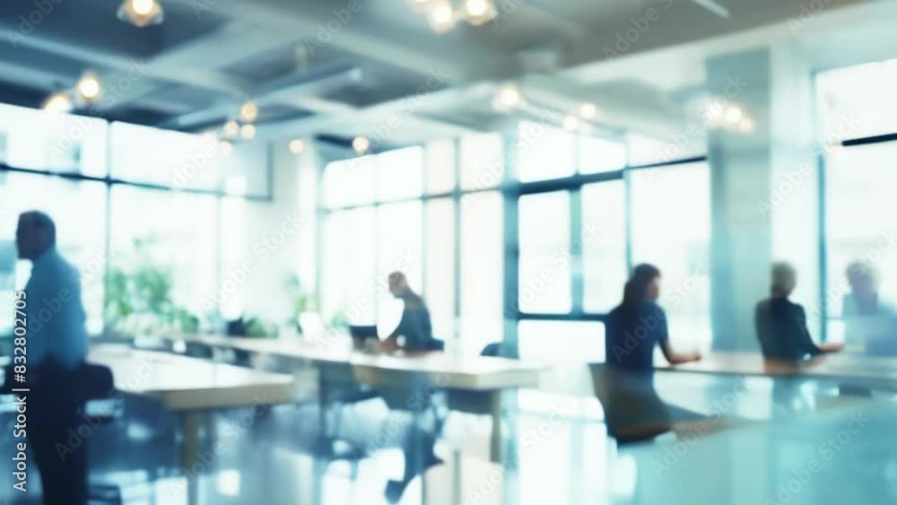 Defocused People Working In Bright and Airy Office Space. Corporate Environment Concept. Business Background Concept. Defocused People Working In Bright and Airy Office Space. Corporate Environment Concept. Business Background Concept.
