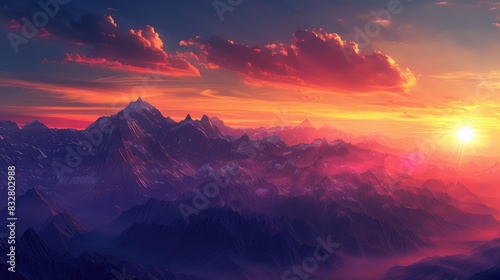 Beautiful sunset above the mountains © 2rogan