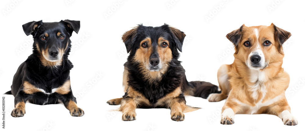 Group of Three Dogs Sitting Together Group of Three Dogs Sitting Together