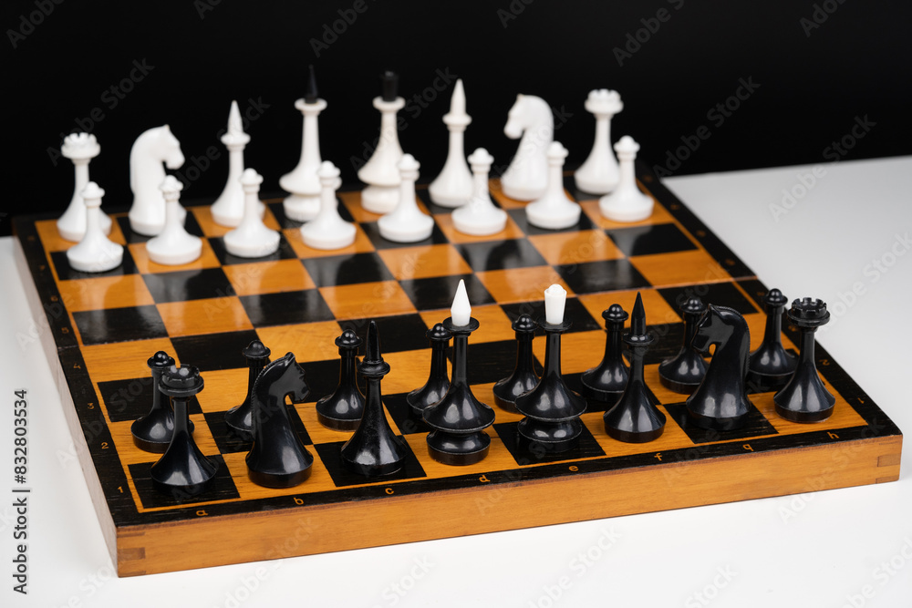 beautiful playing chess on the chessboard before the game beautiful playing chess on the chessboard before the game