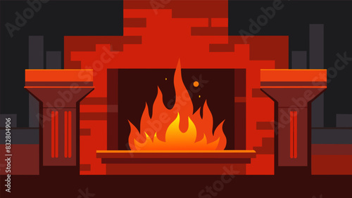 The furnaces walls were a dark red indicating the extreme heat needed to melt down the metal within.. Vector illustration