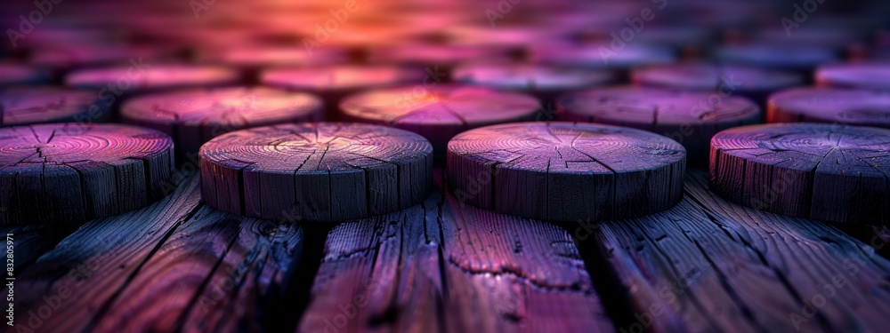 Fototapeta premium Purple wood lined up to form a beautiful background.