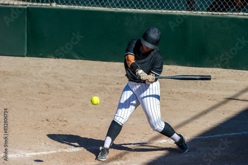Photography Softball Player Batting Swinging Fast Pitch Baseball Female College Sport Athlet