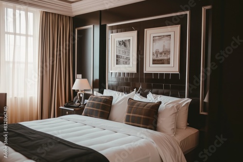 Luxury Hotel Room.  Interior of a luxury hotel bedroom. Beautiful hotel room. interior of modern bedroom in hotel. © John Martin