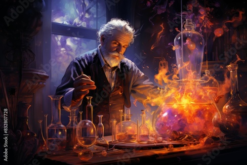 A master of alchemy and potion-making, concocting potent brews with mystical effects. - Generative AI photo