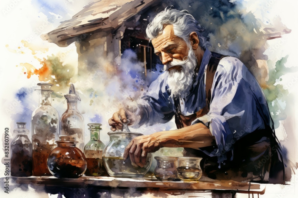 A master of alchemy and potion-making, concocting potent brews with mystical effects. - Generative AI A master of alchemy and potion-making, concocting potent brews with mystical effects. - Generative AI