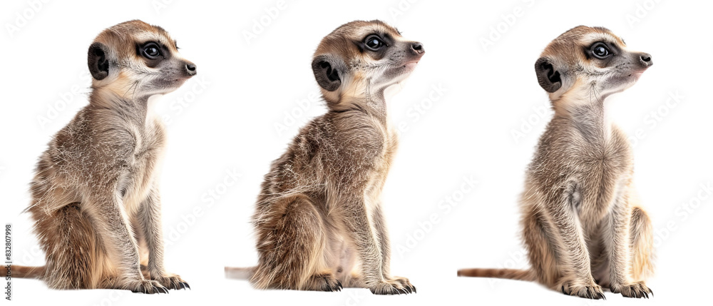 Group of Three Meerkats Sitting Together Group of Three Meerkats Sitting Together