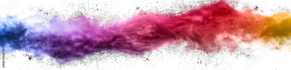 Rainbow colored powder explosion on a white background, captured with a wide angle lens, in the style of professional photography, of high quality. Rainbow colored powder explosion on a white background, captured with a wide angle lens, in the style of professional photography, of high quality.