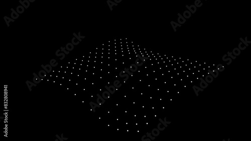 Puffed: Plane dots Particle topographic technology abstract wave landscape  animation bw photo