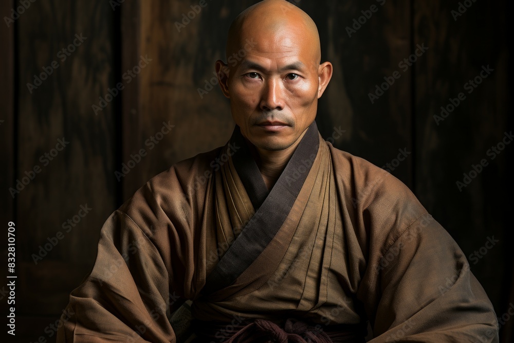 A solemn and disciplined monk, mastering martial arts and achieving inner harmony. - Generative AI A solemn and disciplined monk, mastering martial arts and achieving inner harmony. - Generative AI