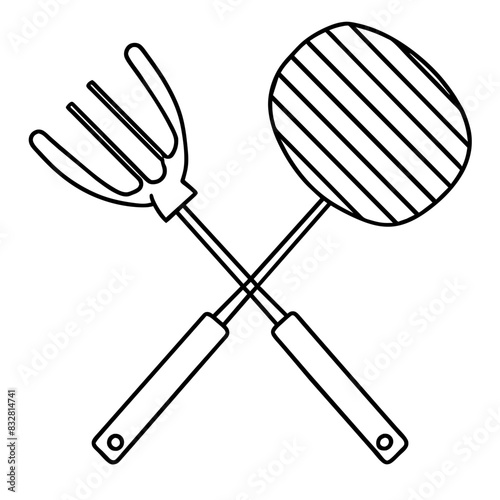  fork and spatula for barbecuing.