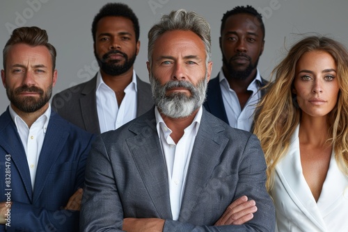 Portrait of a successful group of business people. Portrait of happy businessmen in suits. Business concept