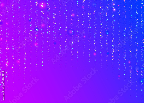 Holographic Effect. Carnival Sparkle. Iridescent Paper. Cristal Design. Laser Colourful Explosion. Disco Texture. Modern Poster. Purple Light Confetti. Blue Holographic Effect