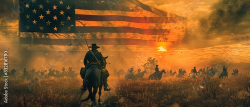 Civil war with america flag background
