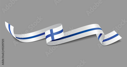 Finnish flag wavy abstract background. Vector illustration.