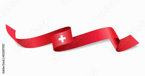 Swiss flag wavy abstract background. Vector illustration.