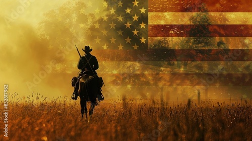 Civil war with america flag background