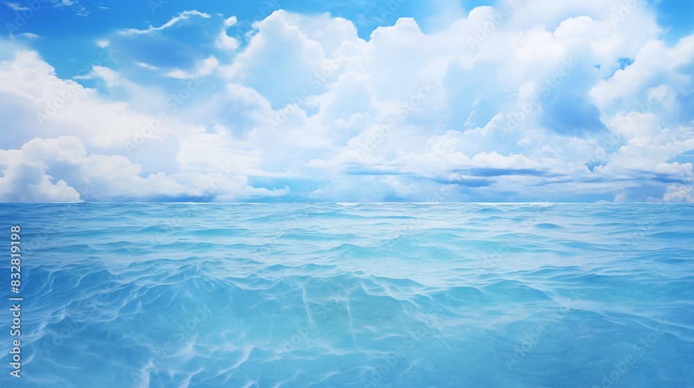 Serene Expansive View of Calm Ocean Meeting the Cloudy Sky Serene Expansive View of Calm Ocean Meeting the Cloudy Sky