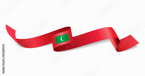 Maldives flag wavy abstract background. Vector illustration.