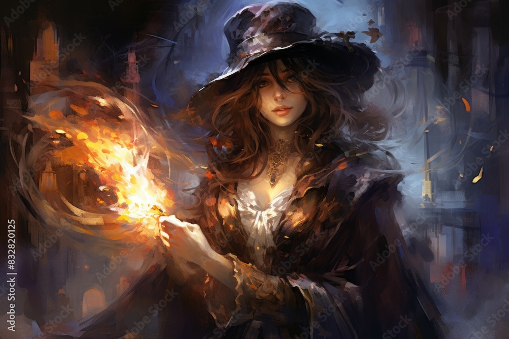 Obraz premium A skilled and versatile spellcaster, adept at manipulating the forces of magic to achieve desired outcomes. - Generative AI