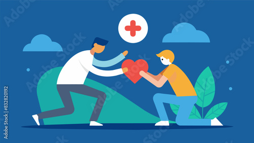 Helping someone in need and seeing the positive impact.. Vector illustration
