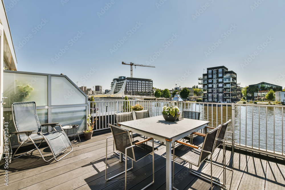 Sunny rooftop terrace with river view in Oostzijde, Amsterdam Sunny rooftop terrace with river view in Oostzijde, Amsterdam