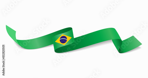 Brazilian flag wavy abstract background. Vector illustration.