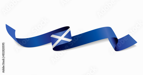 Scottish flag wavy abstract background. Vector illustration.