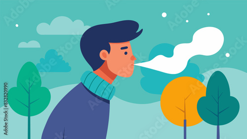 Inhale the fresh air. Vector illustration
