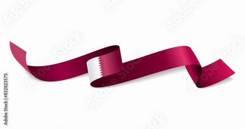 Qatari flag wavy abstract background. Vector illustration.
