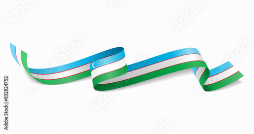 Uzbekistani flag wavy abstract background. Vector illustration.