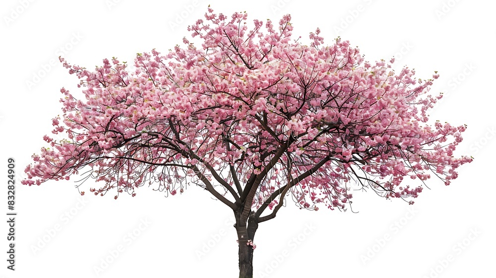 The photo shows a beautiful cherry blossom tree in full bloom The photo shows a beautiful cherry blossom tree in full bloom