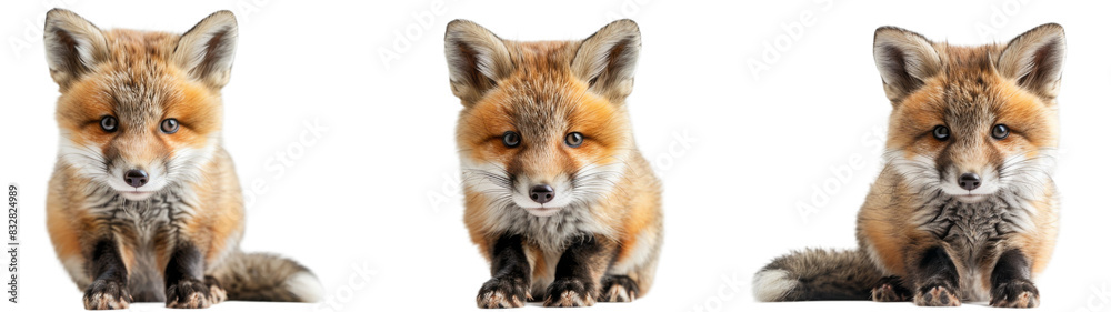 Three Different Pictures of a Fox Sitting Down Three Different Pictures of a Fox Sitting Down