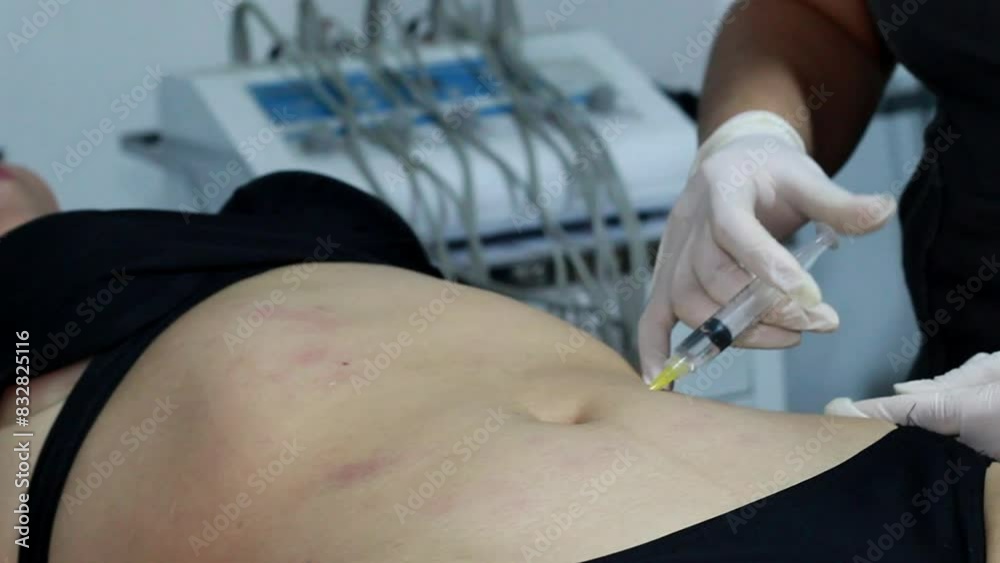 estética, procedimientos en el abdomen. clínica de belleza. aplicación de ozono, terapia de ozono, enzimas, adelgazamiento. pérdida de peso.