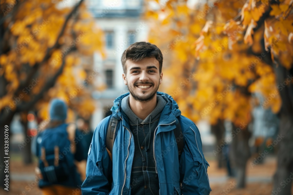 Student goes to class, back to study concept. Background with selective focus and copy space Student goes to class, back to study concept. Background with selective focus and copy space