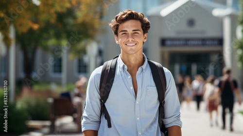 Student goes to class, back to study concept. Background with selective focus and copy space