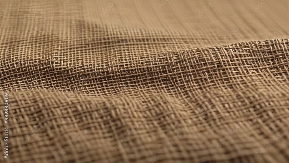 A piece of cloth with a brown color and a pattern. The cloth is folded and has a rough texture A piece of cloth with a brown color and a pattern. The cloth is folded and has a rough texture