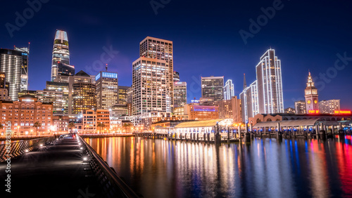 Twilight panorama of a bustling cityscape