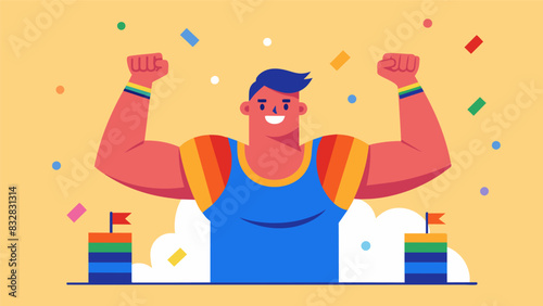 The sense of pride after completing a challenging workout.. Vector illustration