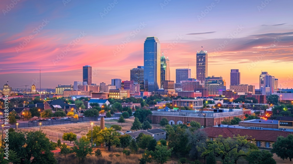 Fototapeta premium Oklahoma City Oklahoma USA downtown skyline at twilight. 