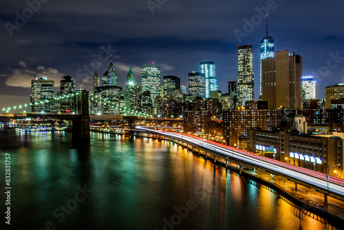 New york skyline and city lights at night