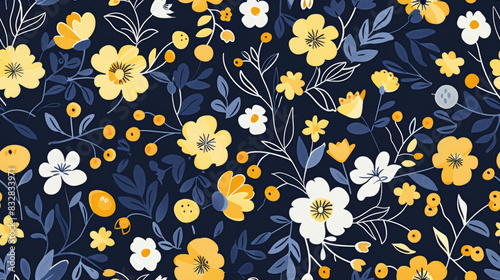 Wallpaper Mural Tile Blue Floral Pattern. Torontodigital.ca