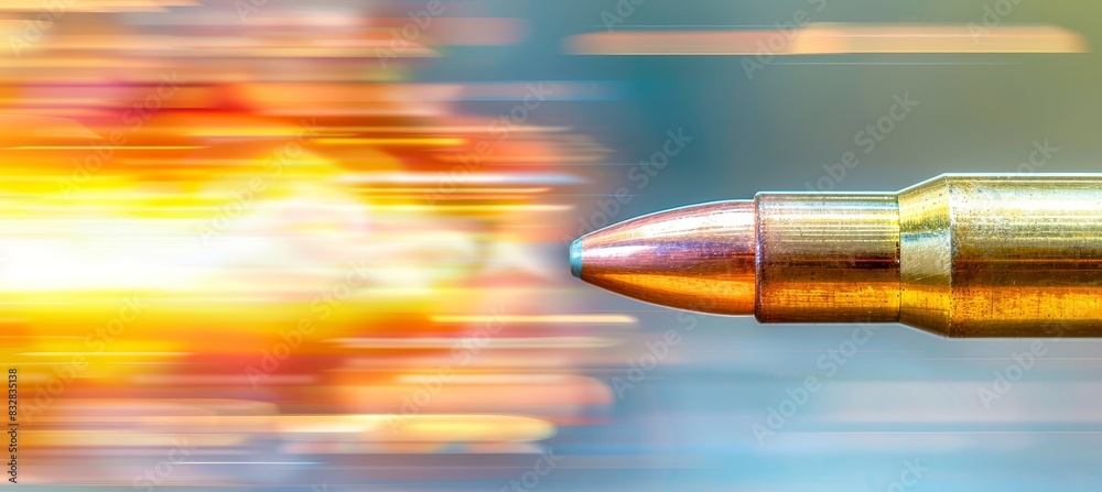 Dynamic close up of bullet casing ejecting from gun, action shot, olympic sports concept Dynamic close up of bullet casing ejecting from gun, action shot, olympic sports concept