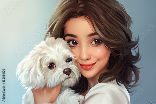 brunette mature woman with medium length brown gary hair, wearing her white baby dog in the style of t-landscapes, cartoon realism, cartoon faces, dollore, 2d digital art, high details, hyperrealistic photo
